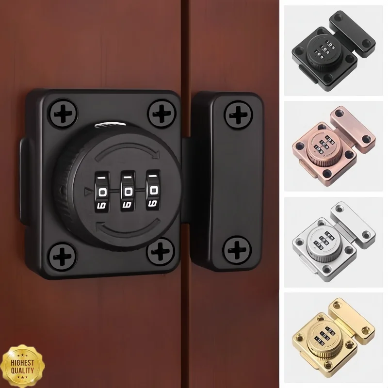 3 Digit Combination Home Security Latch Rotate Bolt Latch Password Lock Gate Latches Door Slide Lock Twist Rotating Barrel Lock