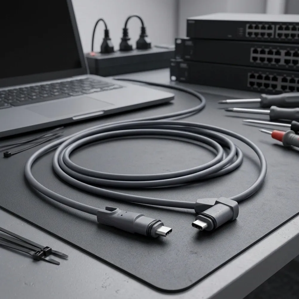 High-Speed Data Connector Dual Orientation Straight or Right Angle for Reliable Connectivity ABS Gray 2M Cable Length