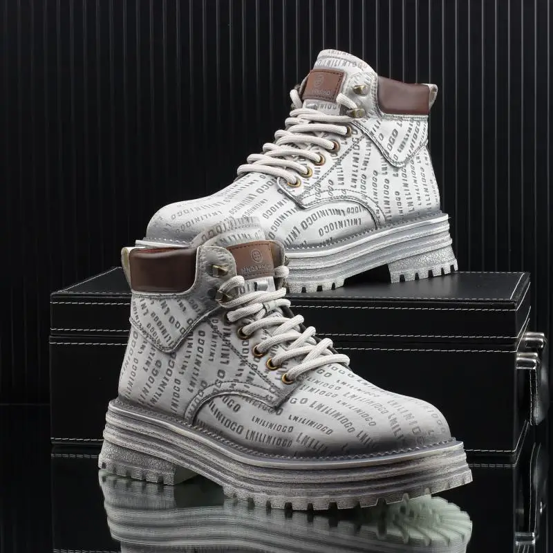 

Motorcycle cycling shoes Ankle Boots Casual Sneaker Leather Shoes Loafers Boots for Men Sports and Wear Round Toe Army Boots