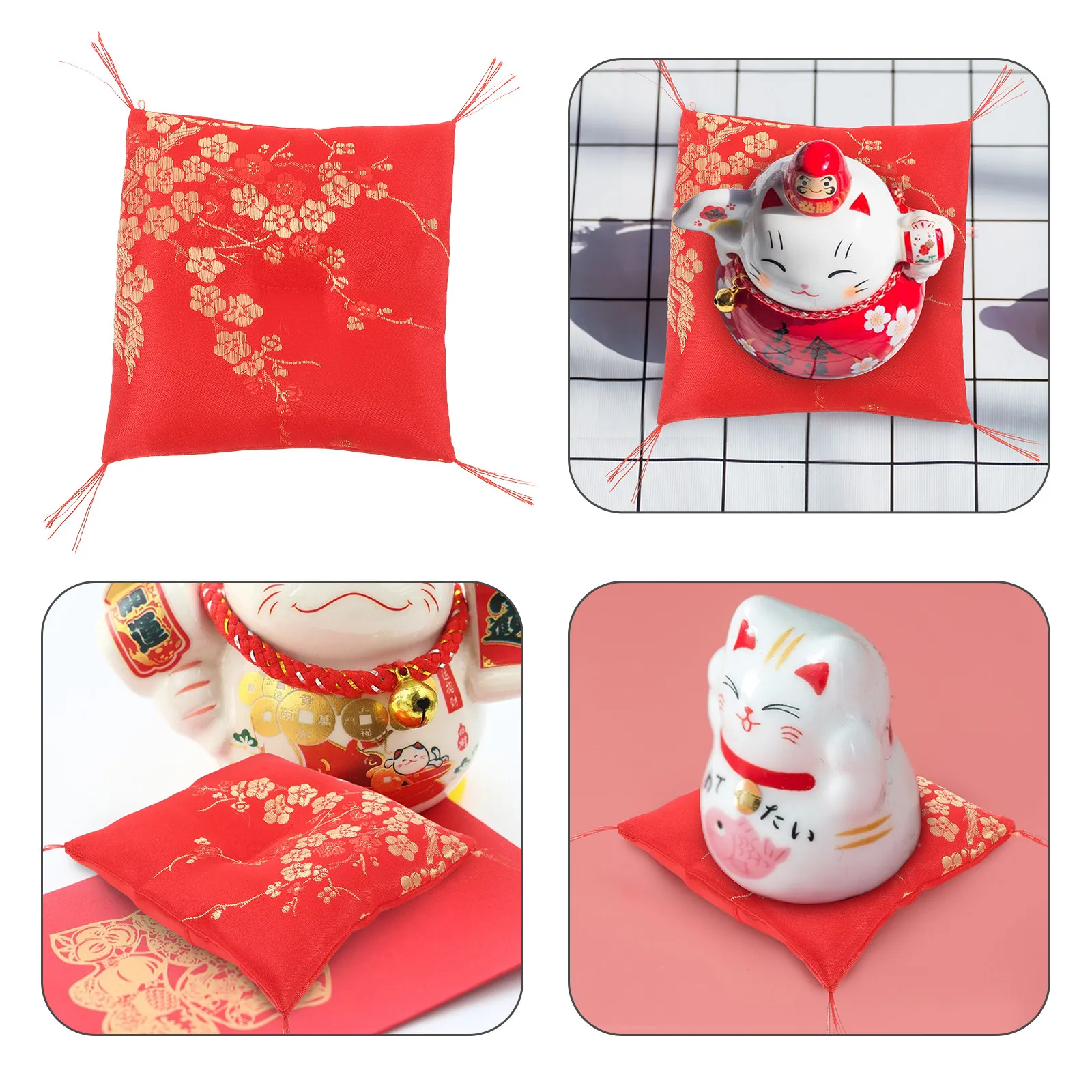 Fortune Cat Ceramic Base Mat Soft Comfortable Cushion for Wealth Cat Figurines Home Decor Display Pad Non Slip Shelf Table Decor