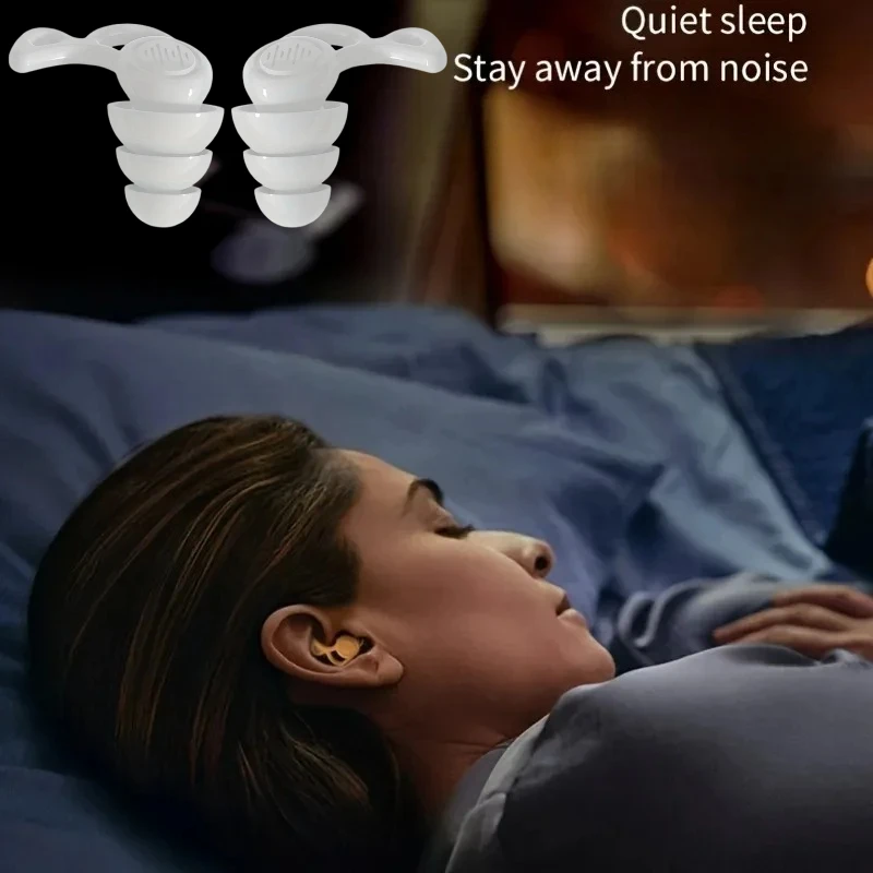 1/2 Pairs Professional 3-Layer Noise Canceling Earplugs, Ultra Soft Silicone for Sleeping Swimming & Work, Reusable & Waterproof