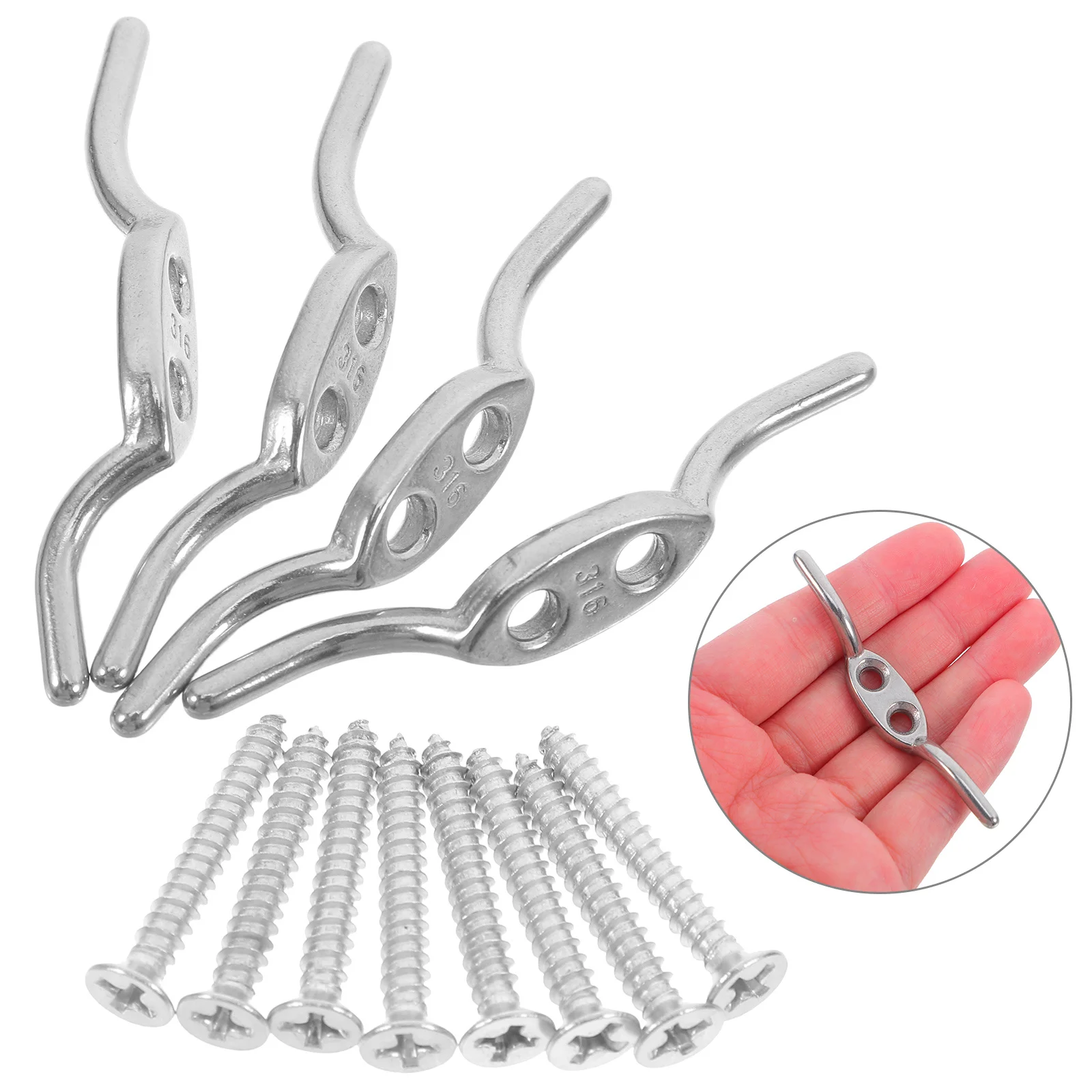 

4Pcs Stainless Steel Blind Cord Cleats Easy Installation Window Cord Holder Rope Cleat Hooks for Blinds Curtains