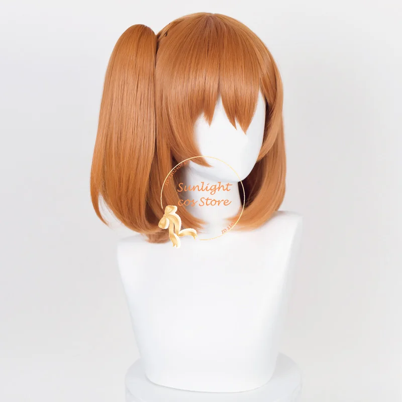 Anime Kosaka Honcontown Kousaka Cosplay Perruque pour Femme, Perruques Courtes Orange avec Queue de Cheval, Cheveux Synthétiques, Bonnet, Degré de Chaleur, 40cm