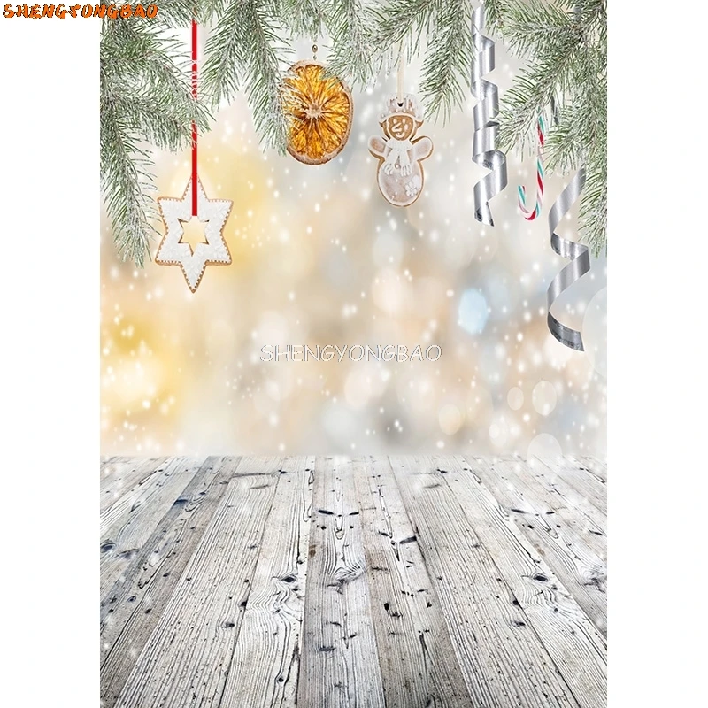 SHENGYONGBAO Christmas Theme Photography Background Snowman Christmas tree Backdrops For Photo Studio Props ZLSY-57