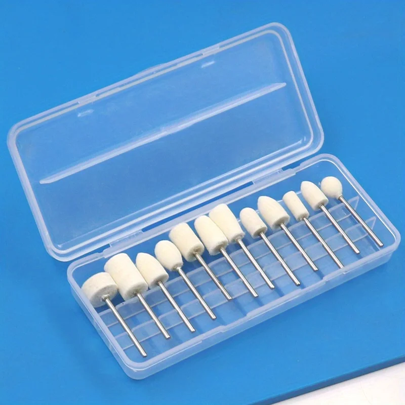 12 pcs wool felt mounting polishing wheel outer diameter 8-11.8mm drill bit grinding Rotary tool grinding head 2.35mm shank