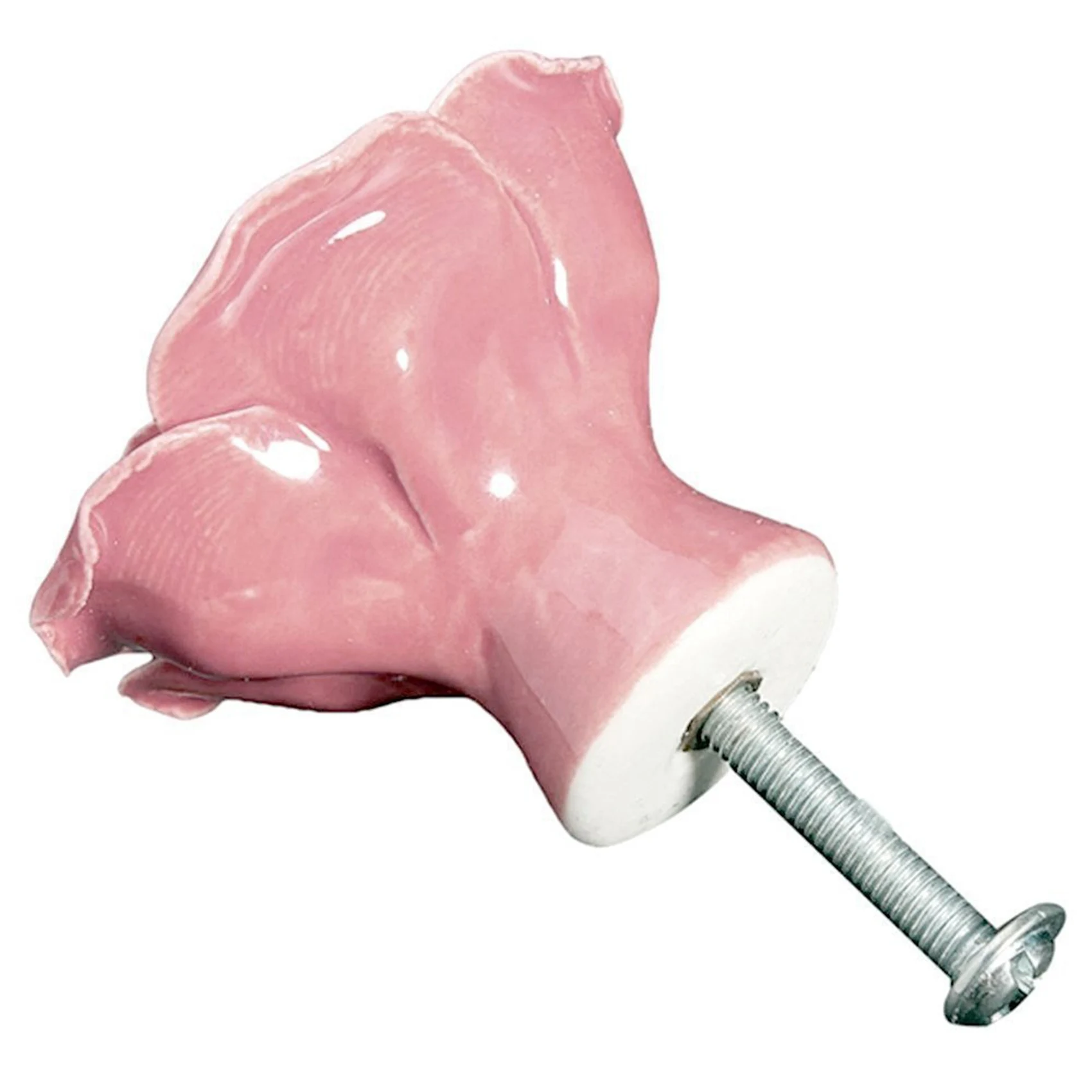 AB46-20 Pcs Vintage Floral Rose Flower Door Knobs Handle Drawer Kitchen + Screws (Pink)