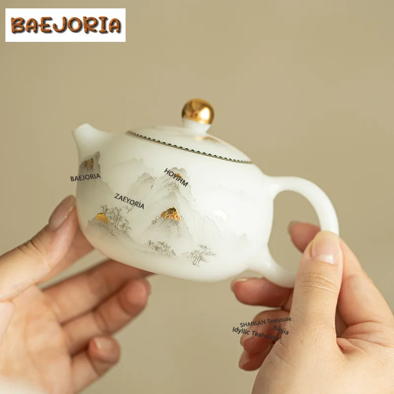 BAEJORIA 175ml Ice Species Gold Drawing Mountains Teapot Japanese Tea Infuser Pot Tea Maker Kettle With Strainer Teaset Gifts
