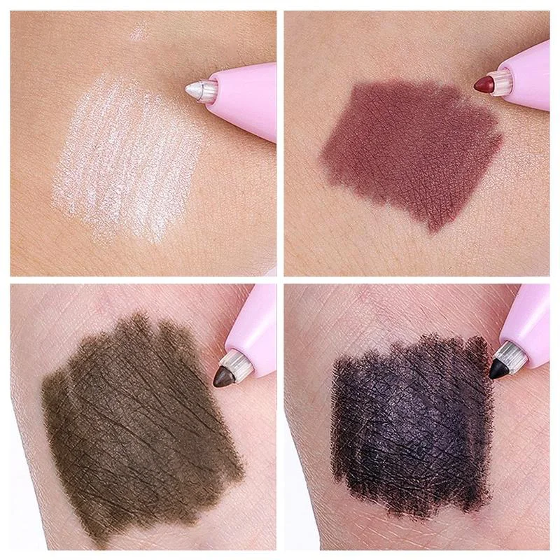 Delineador labial multifuncional 4 em 1, delineador e lápis de sobrancelha conjunto de 4 cores