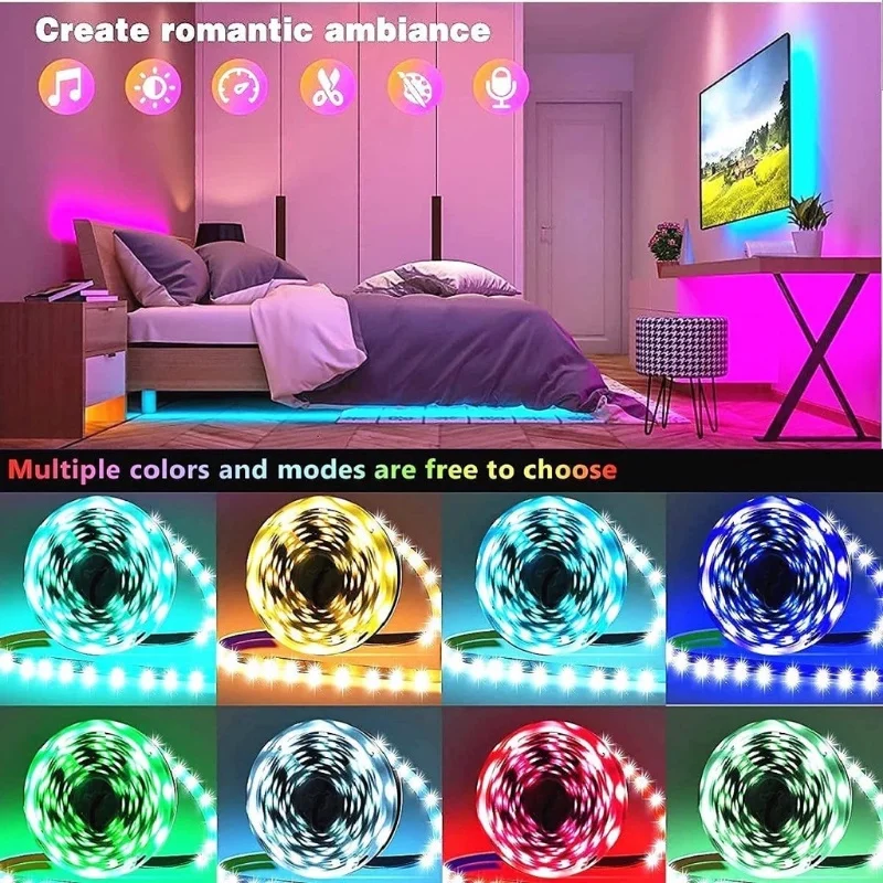 Diody na wstążce Led 5050 RGB Bluetooth 1M-30M lampka Led podświetlenie TV dekoracja pokoju Luces taśma Led dioda elastyczna wstążka