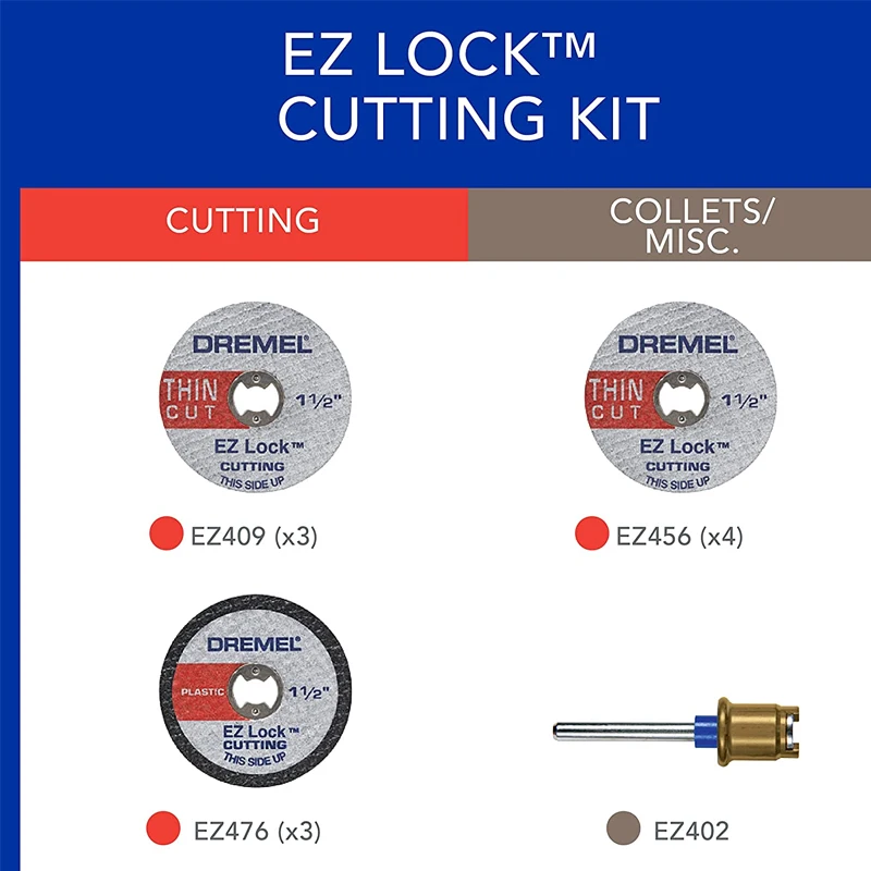 Imagem -03 - Dremel ez Lock Conjunto de Ferramentas Rotativas Discos de Corte Acessórios Sortidos Ferramentas Rotativas Dremel 11 Pcs Ez68801