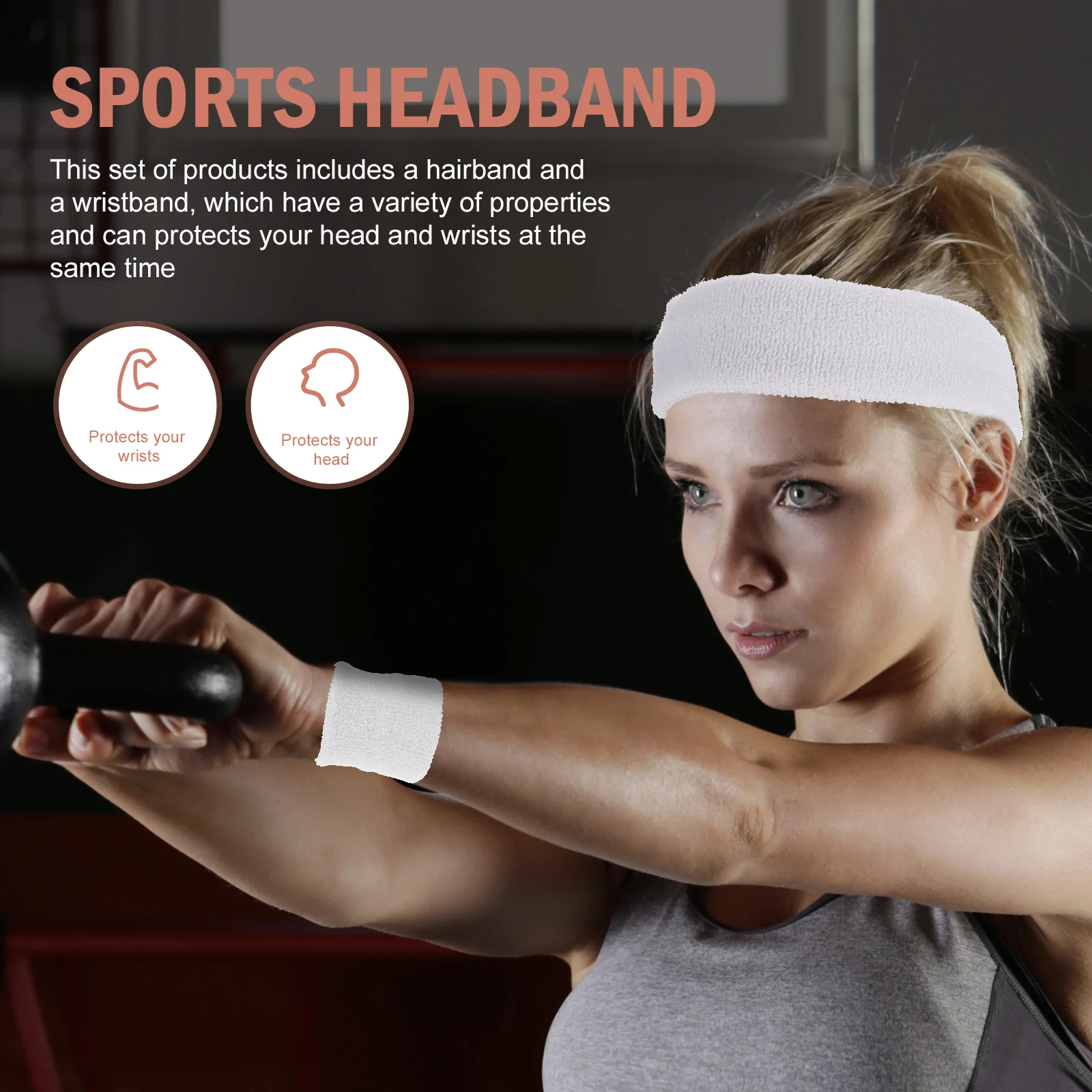

1Set Sports Headband and Wristband Set Moisture-Wicking Elastic Comfortable Outdoor Training Gym Workout Accessory for Men Women