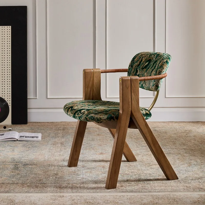 Mid-Century Host Chair with Lumbar Support, Italian Inspired Solid Wood Dining Chair, Luxury Seating for Long Meals
