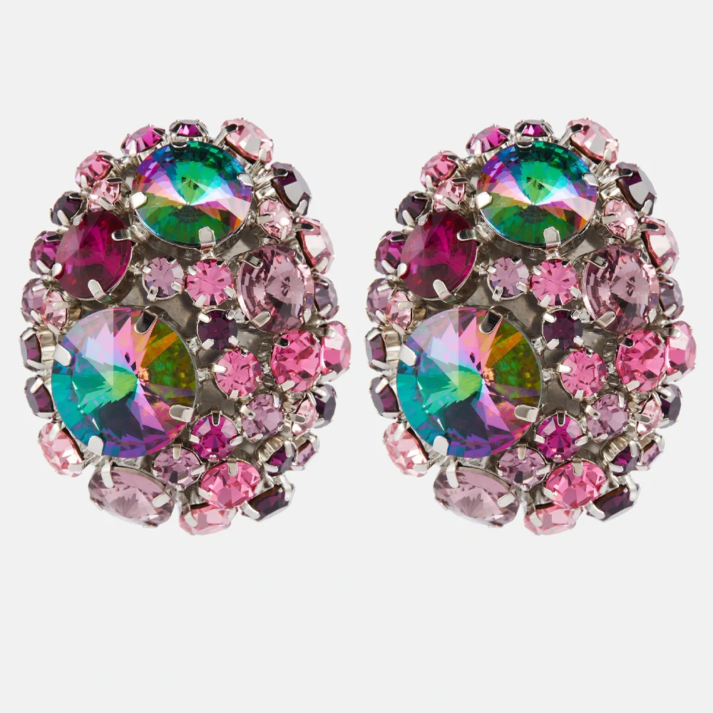 Stonefans Round Crystal Ear Clip No Piercing Jewelry Free Shipping Christmas Gift Colorful Rhinestone Clip Earrings for Women