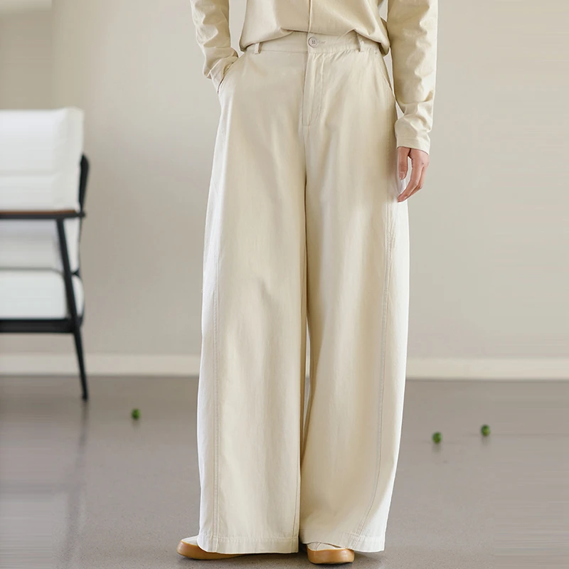 

High Waist Casual Trousers Women New Arrival 2026 Spring Simple Style Solid Color Loose Female Basics Straight Pants M2428