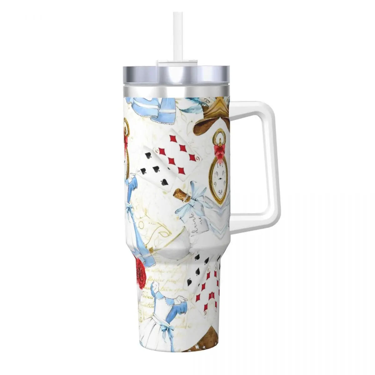 Alice In Wonderland Stainless Steel Tumbler Beach Mugs Cup 40oz Thermal Mug Keep Heat Cold and Hot Milk Tea Water Bottle