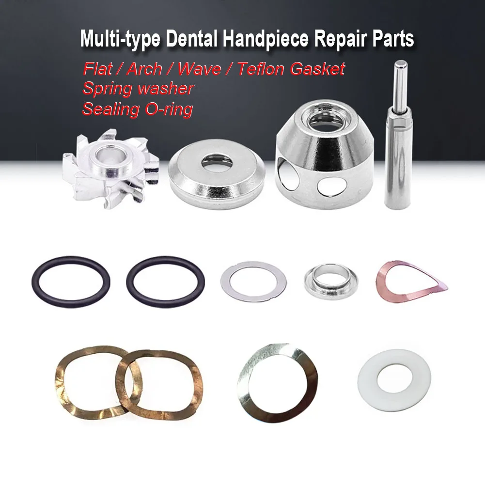 50Pcs Dental Handpiece Repair Parts Flat Wave Gasket Spring Washer Spacer High-speed Air Turbine Cartridge Rotor Sealing O-ring