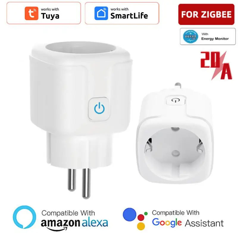 

Tuya ZigBee Smart EU Plug 20A Smartlife App Remote Socket Power Outlet Timer Automation Module Voice Control Alexa Google Home