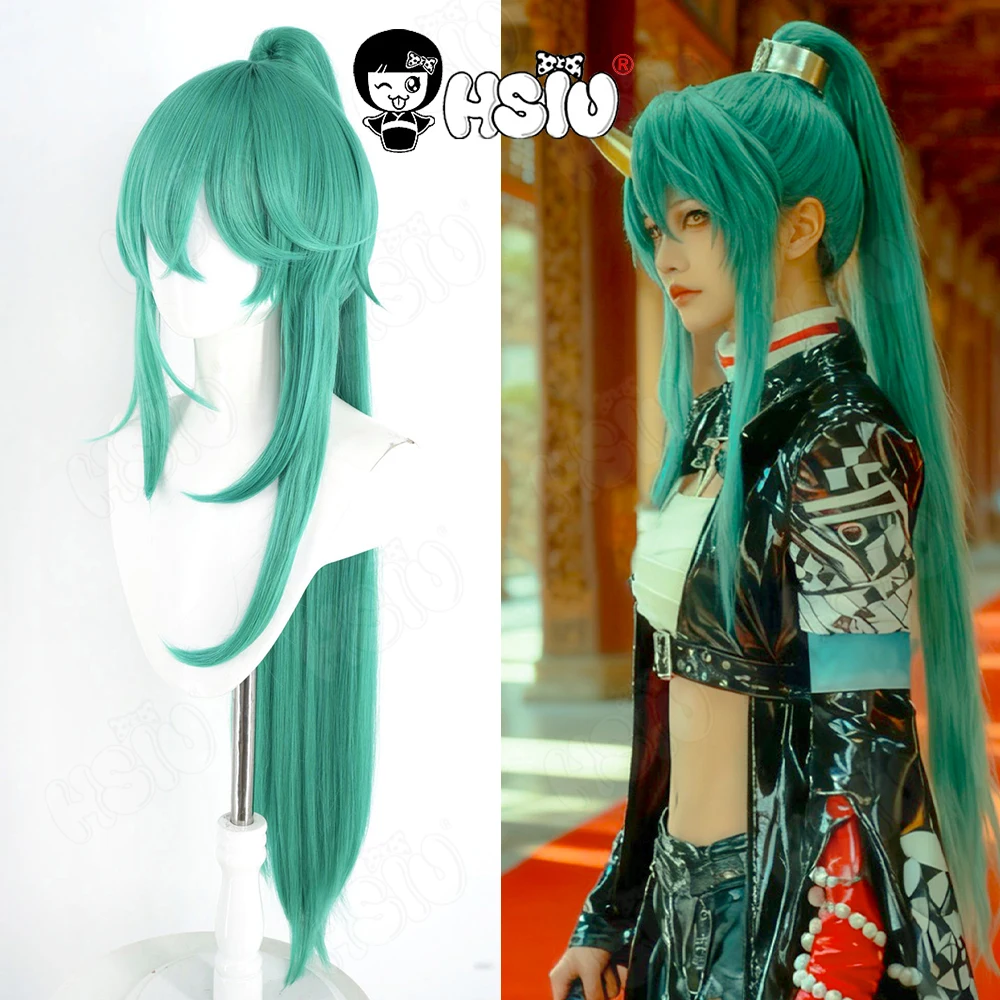 

Hoshiguma Cosplay Wig HSIU 90Cm green long hair Synthetic Wig+Wig cap Party Wig Halloween Wig Game Arknights Hoshiguma Cosplay