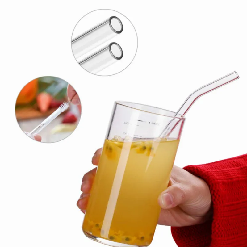 High Borosilicate Glass Straws Reusable Eco-Friendly Transparent Straw Smoothie Cocktail Bar Accessories With Brushes