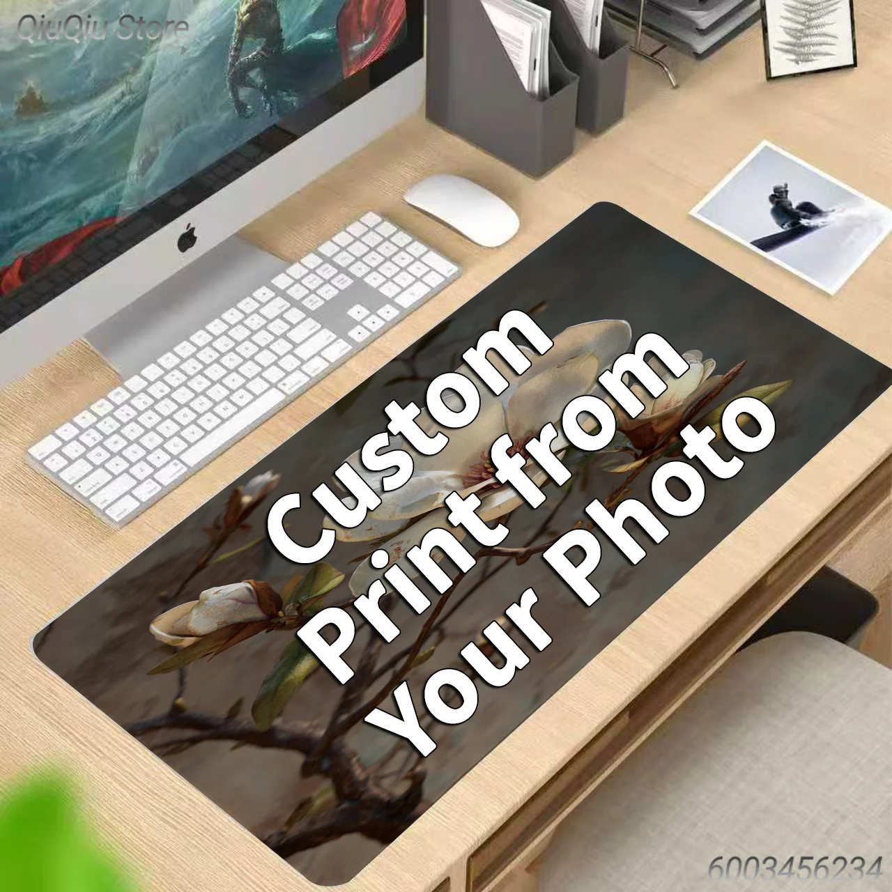 Elegant European Style Custom Mouse Pad, Non-Slip Rubber Base Washable Desk Mat, Personalized Custom Pattern for Study Work Game