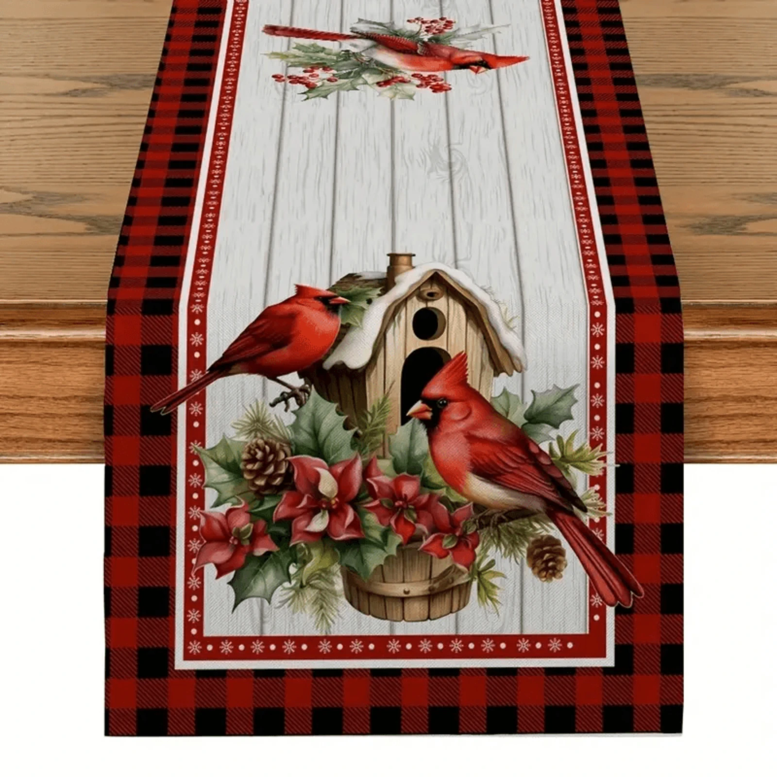 

Christmas Cardinal Table Runner Buffalo Plaid Pattern Design Home Decor and Special Occasions Christmas Decorations