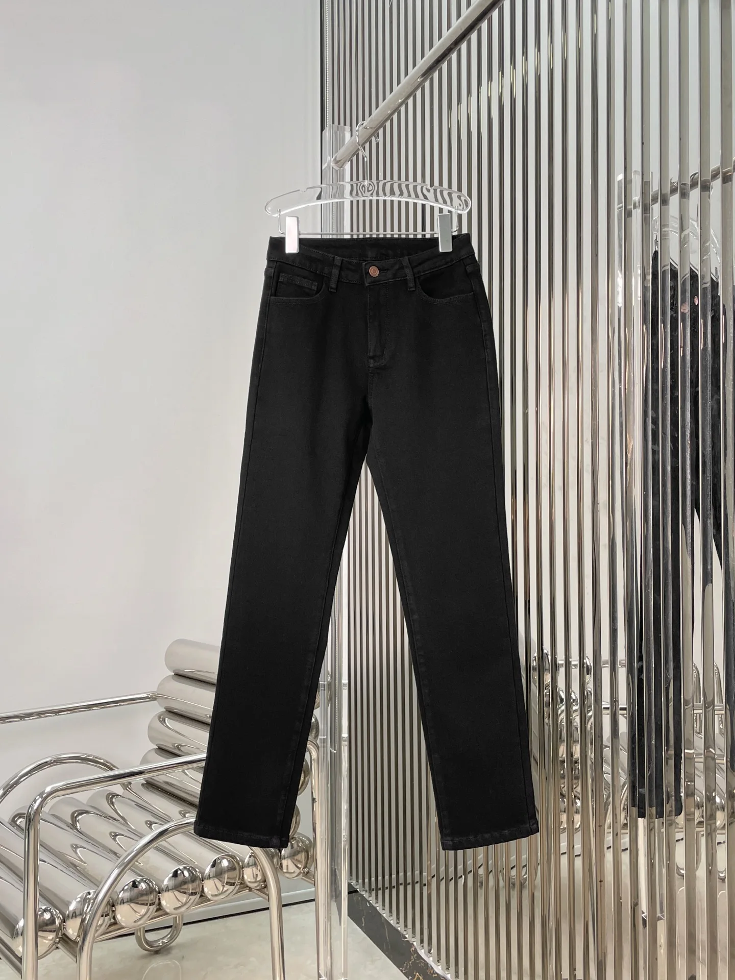 

Slim Fit Fce Lined Bla Denim Jeans Women's Winter Warm Trousers l Waist Button Closure Micro Stretch Jeans