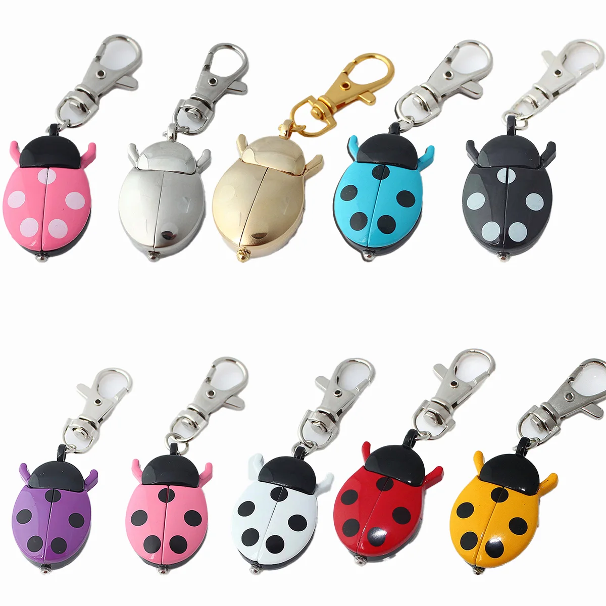 10pcs/Lot Mixed Color Ladybug Pocket Pendant Watches Bulk Wholesale Price Necklace Chains Accessory