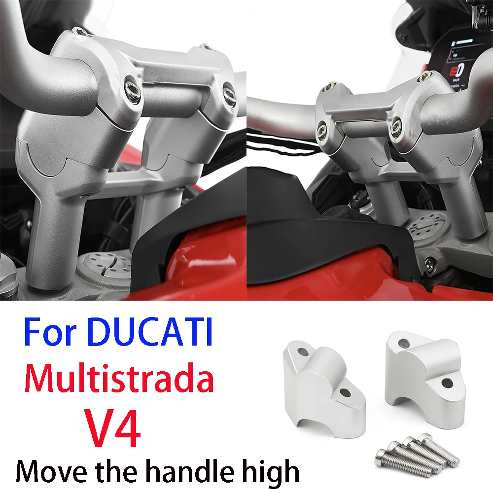 

For DUCATI MULTISTRADA V4 Multistrada V4 New Motorcycle CNC Aluminum Silver Handlebar Riser Bar Mount Handle Clamp Mounting