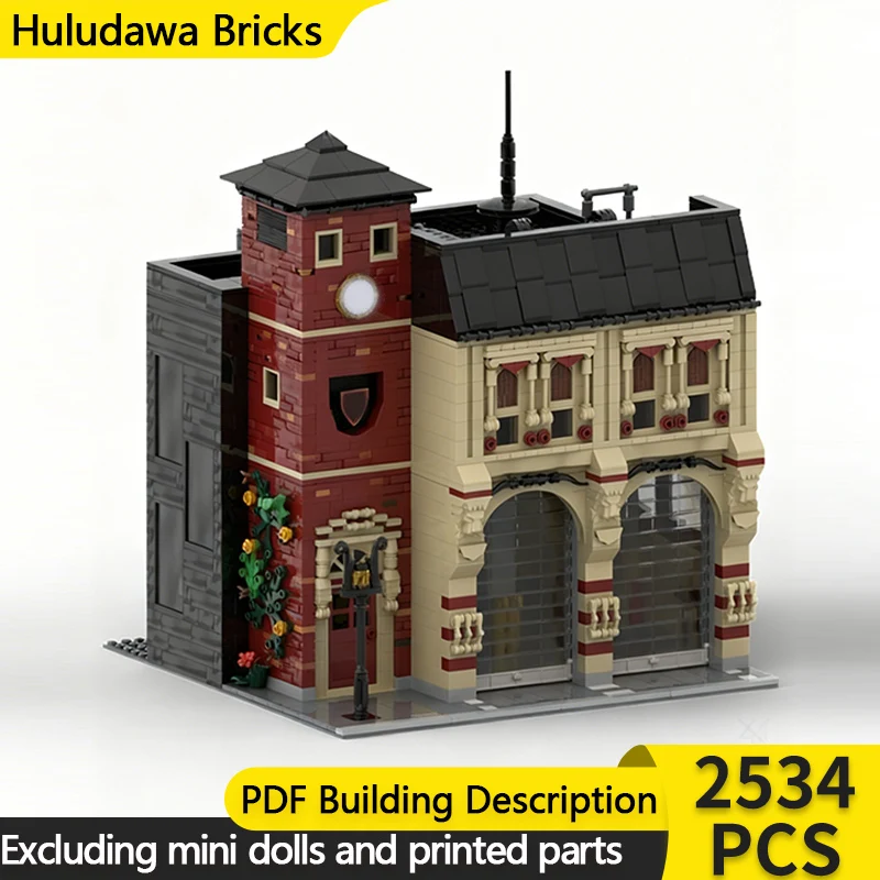 

City Street View Model MOC Building Bricks Fire Station Center Modular Technology Children Holiday Gifts Assemble Toys Suit