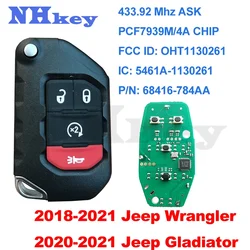 Nhkey OHT1130261 68416-782AA 3Btnレスフリップスマートキー433とoem PCF7939M 2018 2019ジープラングラー68416-782AA