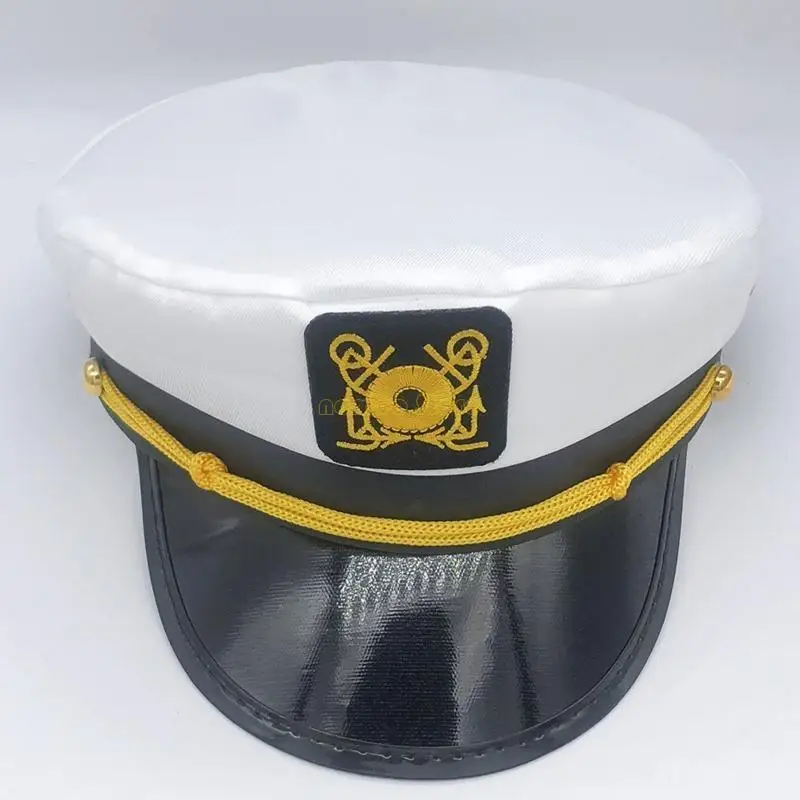 31BF Adult Yacht Embroidered Captain Cap Sailor Costume Cap Hat for Daily Wear