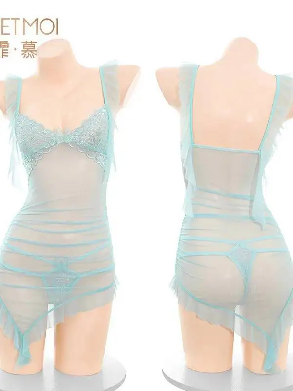 Feimu Paris Liebe Herz Perspektive Brust-Freilegendes Kleid Elegante Versuchung Sexy Tank Mini Kleid Sheer Koreanische Frauen Top 214P