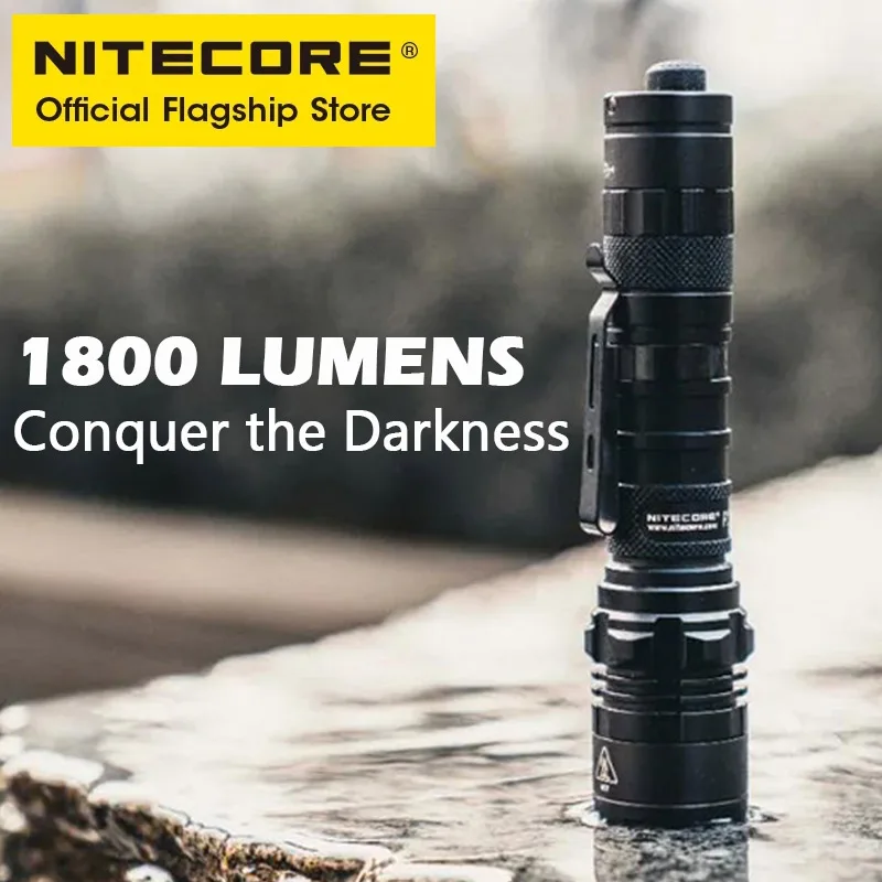 NITECORE P22R Tactical Flashlight USB-C Rechargeable Direct Charge 1800 Lumens Military Self-defense Torch Light, 18650 Battery