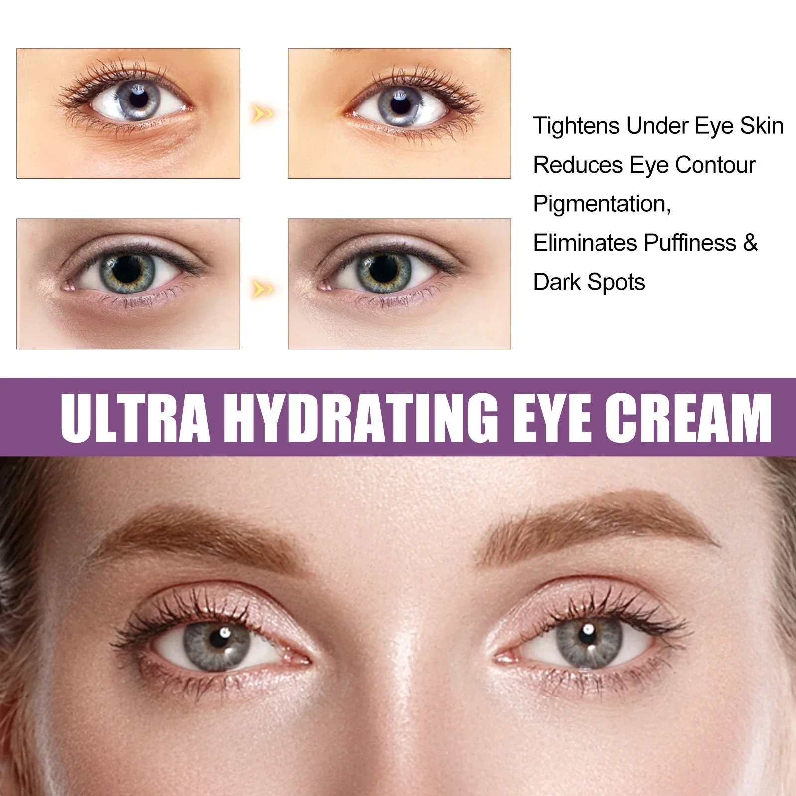 Creme instantâneo para remoção de bolsa de olhos, clareador de rugas, firmador da pele, linhas finas, anti-círculo escuro, inchaço, ilumina cuidados com os olhos