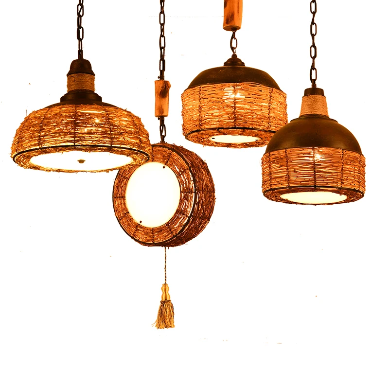 

Retro Personality Creative Rattan Art B & B Inn Living Room Feature Dining Room Bedroom American Chandelier