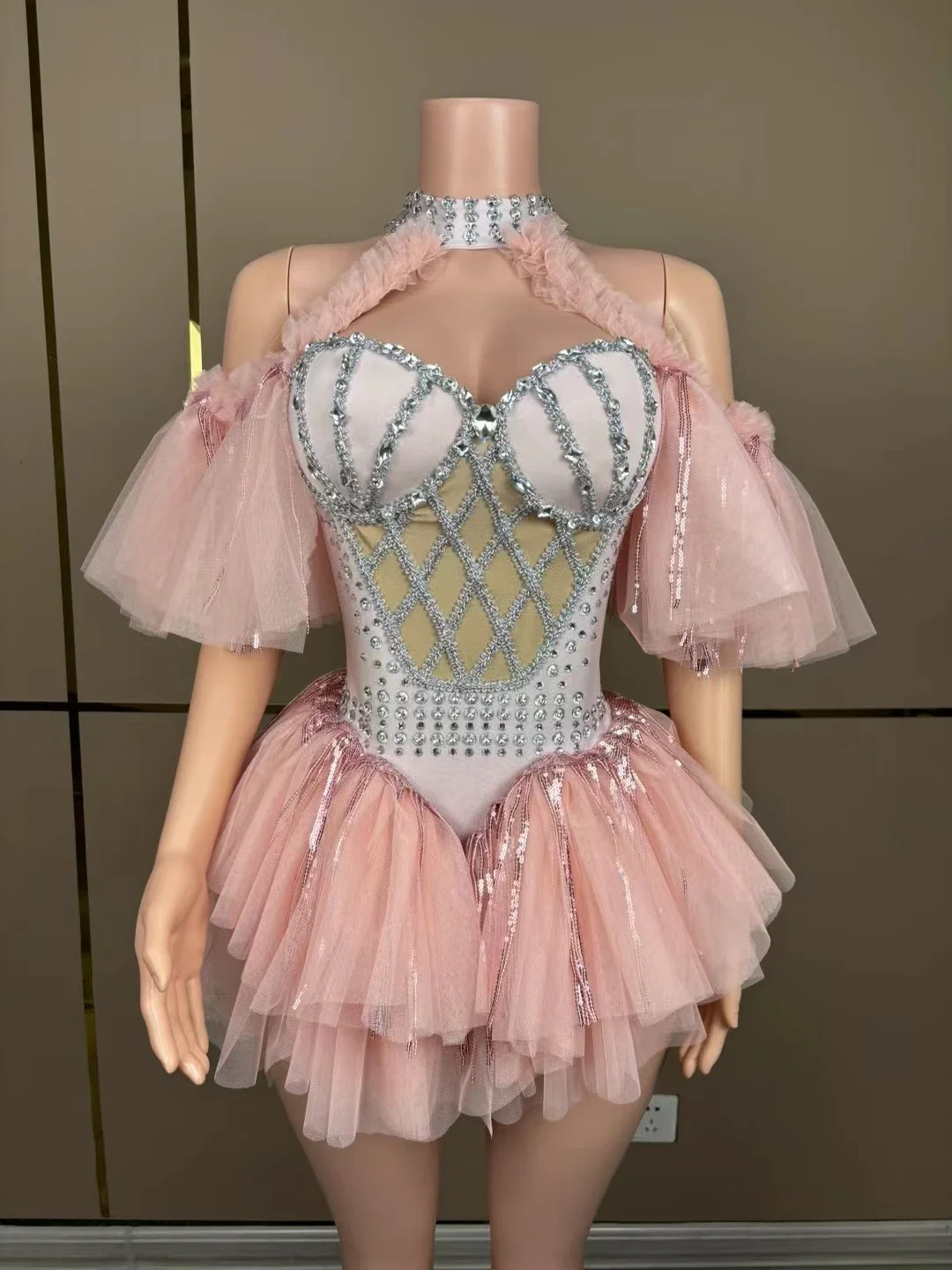 سباركلي لوليتا لطيف داخلية ملابس رقص للنساء نادي حفلة ليلية مسابقة التشجيع LasVegas عرض سحب الملكة الزي Y010