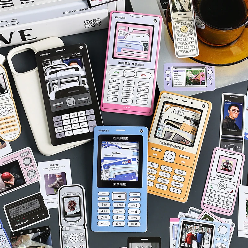 لطيف ملصقات الهاتف Ins الديكور ، سكرابوكينغ DIY بها بنفسك مذكرات ، ألبوم ، مجلة ، كلية ، القرطاسية الكورية ، 40 قطعة