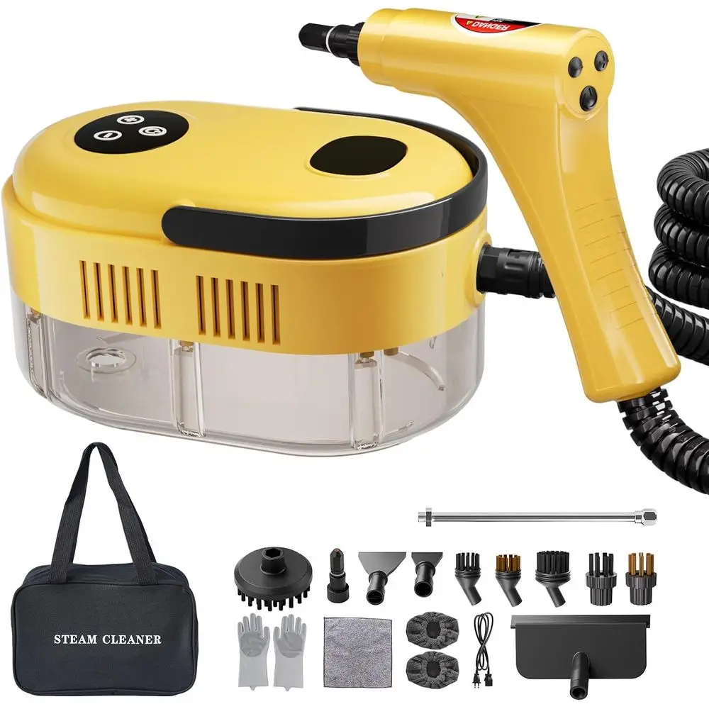 

Портативный пароочиститель высокого давления, 1200 мл, для глубокой очистки, для домашнего использования, 6 насадок-щеток