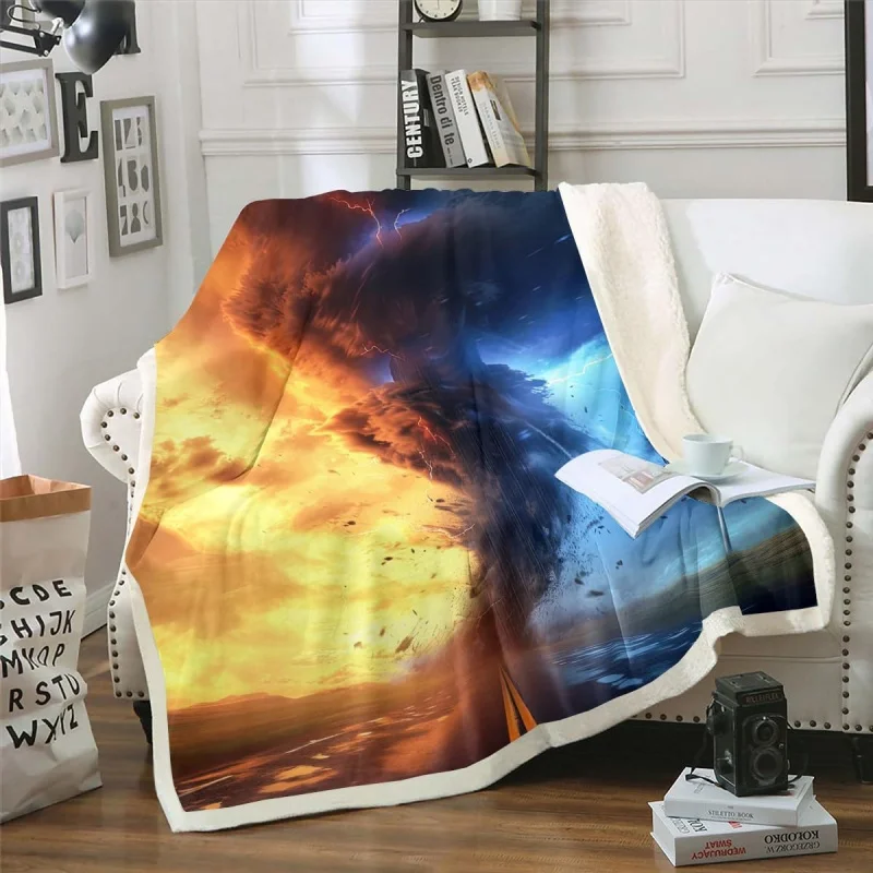 

Hurricane Milton Lightning Black Cloud Natural Disaster Bed Blanket Horror Themed Flannel Blanket