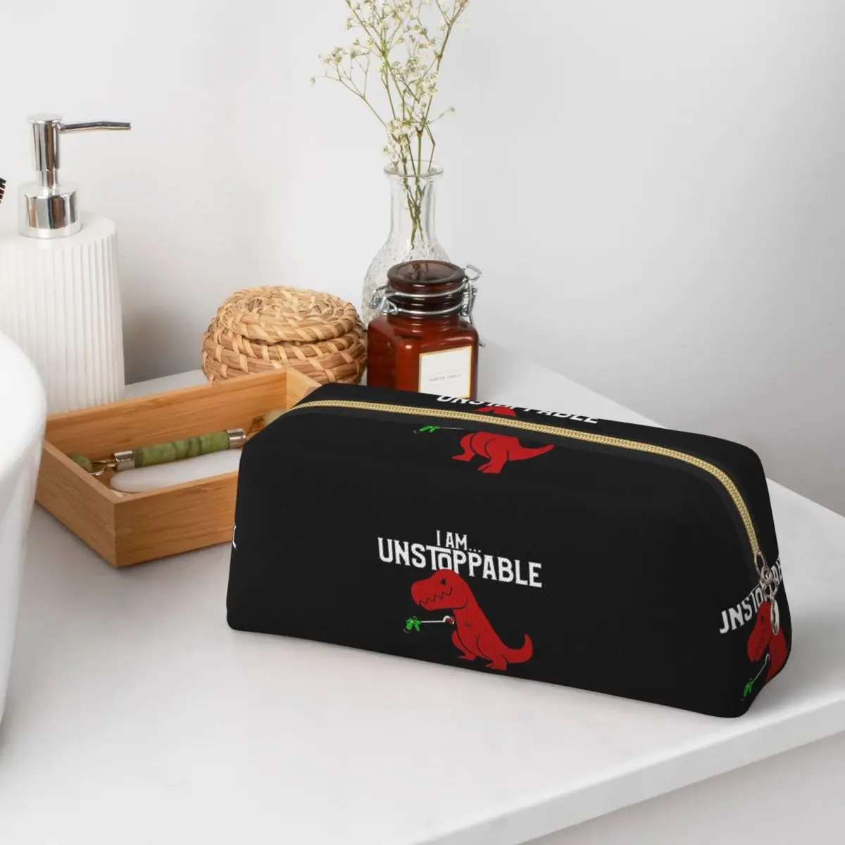 

I Am Unstoppable T-Rex Dinosaur Pun Pencil Cases for Student School Pen Box Pencil Bag Big Capacity Pencil Pouch Pen Holder
