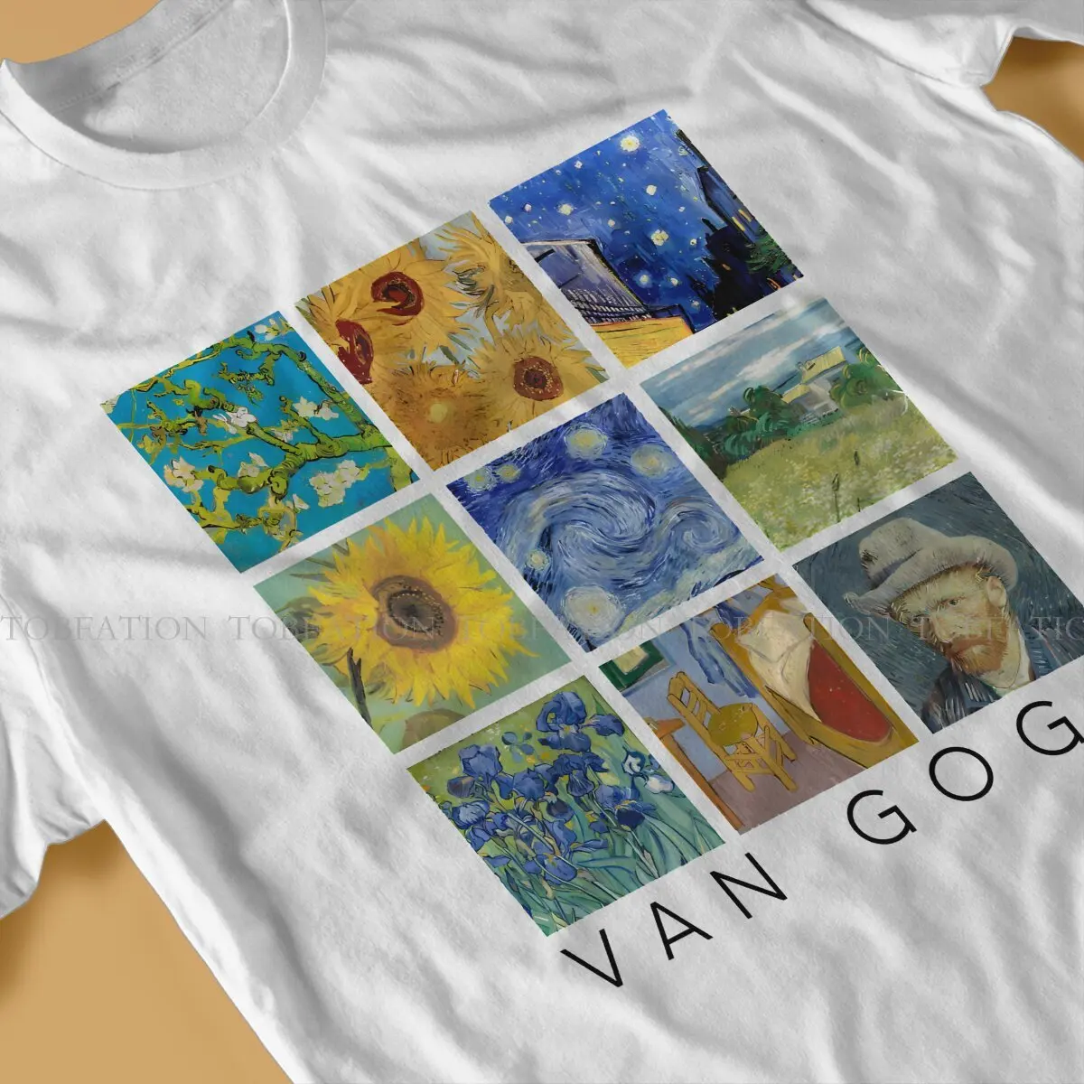 Painting Collage with Starry Night and Sunflowers Special TShirt Van Gogh Art Casual T Shirt Newest Stuff For Men Women