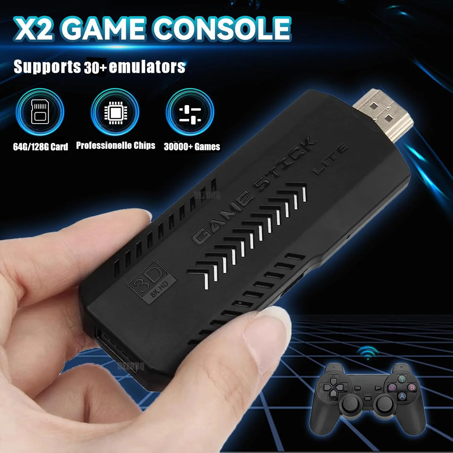 Consola de juegos X2 Plus 4K HD, 40000 juegos integrados, emuladores de consola de videojuegos Retro con controlador inalámbrico
