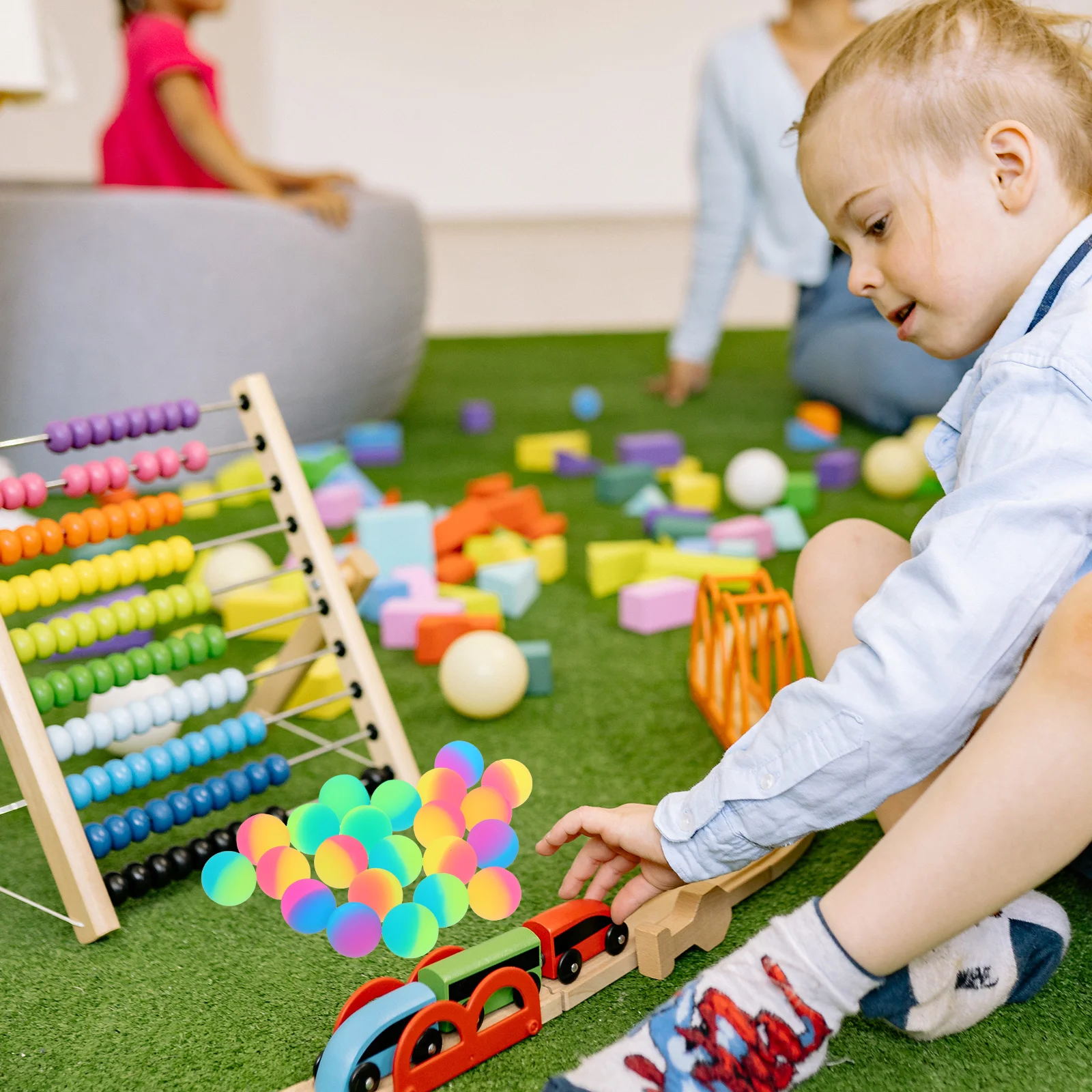 30 Stück mattierte Hüpfball für Kinder, Spielspielzeugbälle, Hüpfspielzeug für Kinder, tragbar, für Kinder, farbig, hüpfend