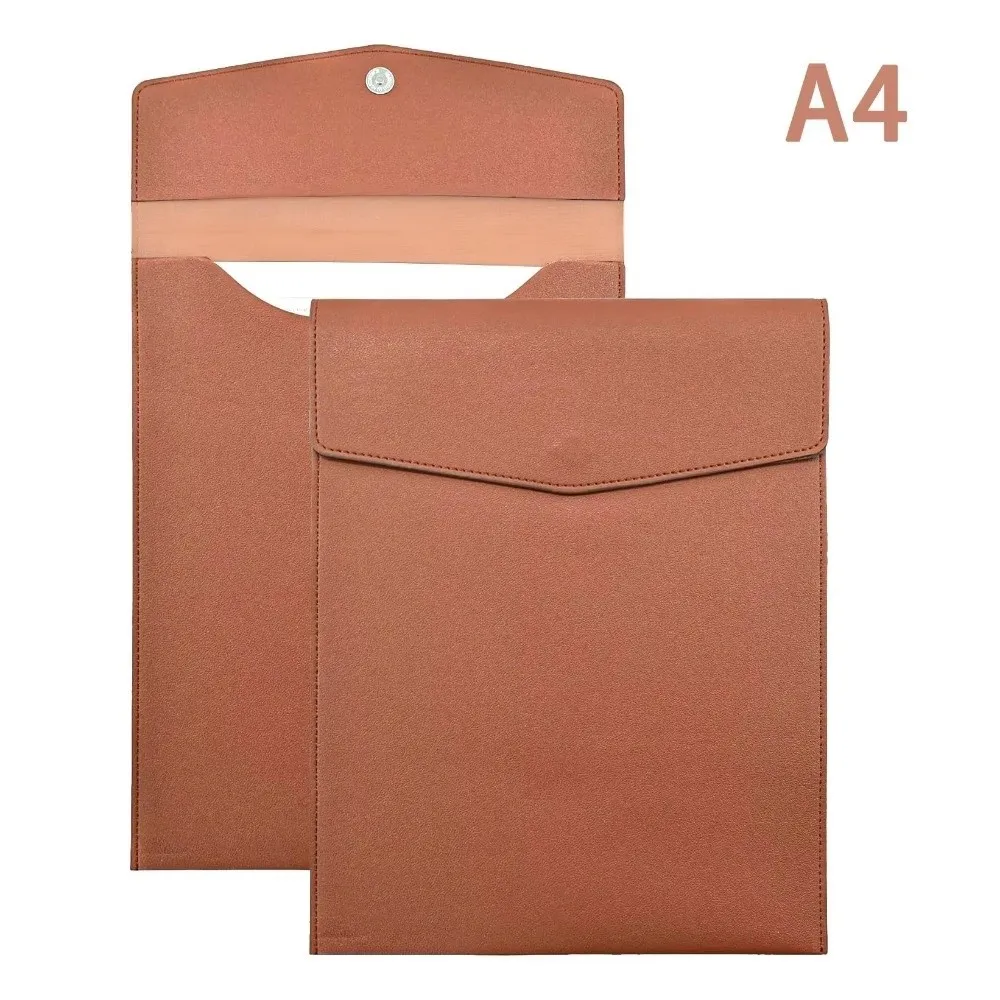 Simple Vertical A4 File Bag PU Large Capacity Document Bag Business with Buckle Document Storage Bag Office Supplies