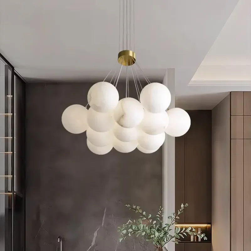 Luxury Geometric Marble Chandelier for Bedroom Living Room Dining Room Showroom Warm Romantic Lighting Fixture