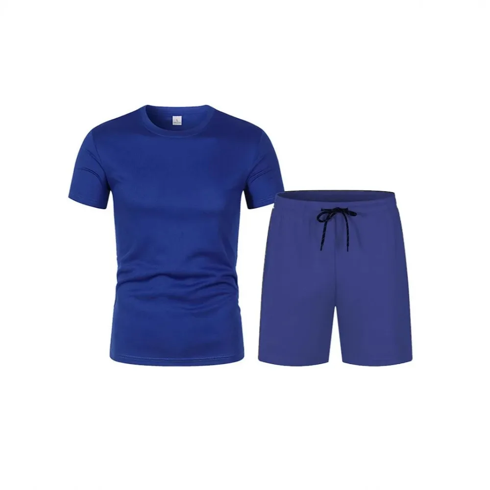 

Men's mesh short-sleeved two-piece breathable basketball uniform T-shirt and sports shorts solid color summer