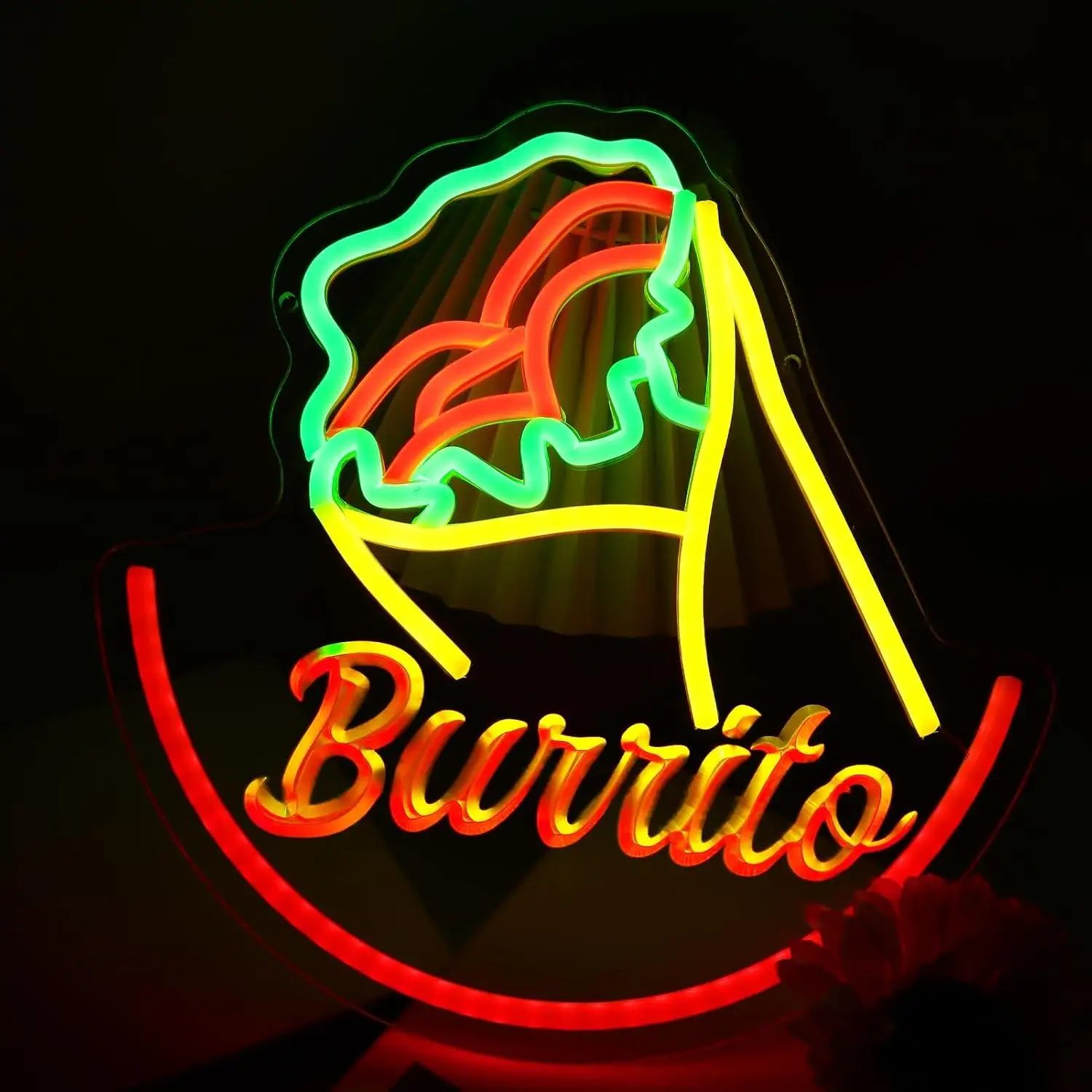 Burrito Mexican Food Neon Sign Usb Dimmable Led Lights For Mexican Restaurant Food Truck Bar Kitchen Store Wall Decoration Gifts