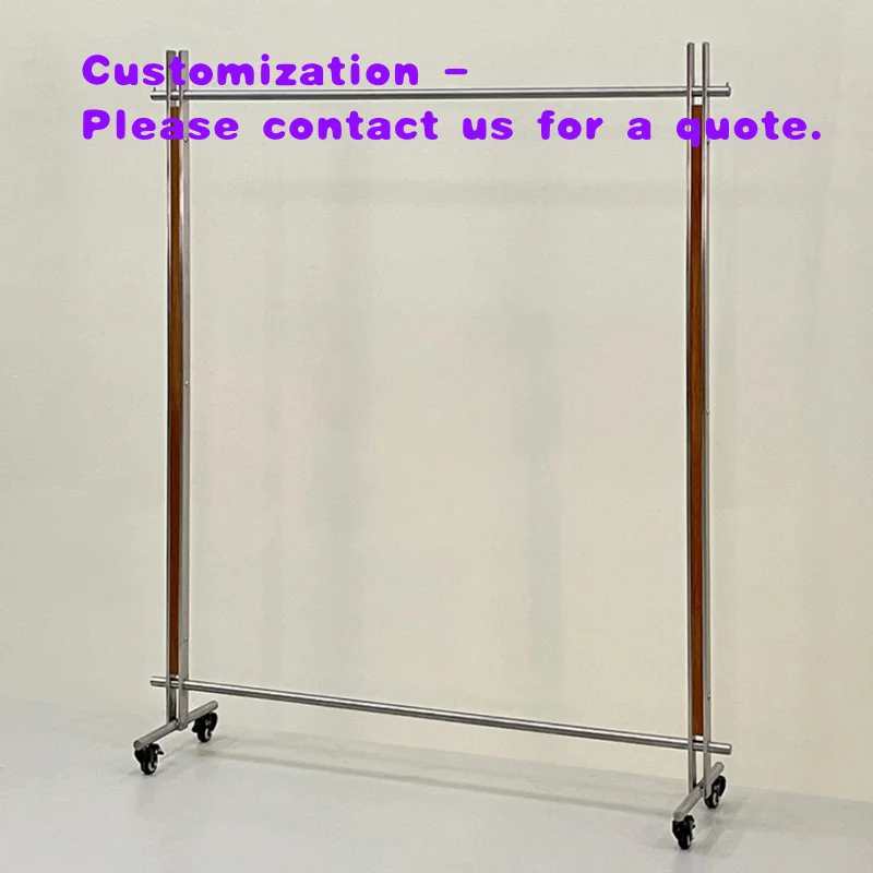 custom.Custom Women's Clothing Store Display Rack Stainless Steel Mobile Shelf with Floor Hanger Studio Use