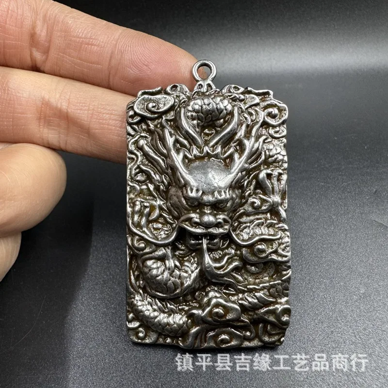 

Iron Dragon Brand Zodiac Dragon Pendant Safety-Blessing Card Double-Sided Carving Xiangyun Dragon Iron Brand