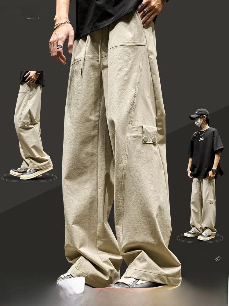 

Мужские повседневные прямые брюки Qui Dry цвета хаки, американская рабочая одежда в стиле ретро, спортивные брюки SZON Faion, бренд весна-осень